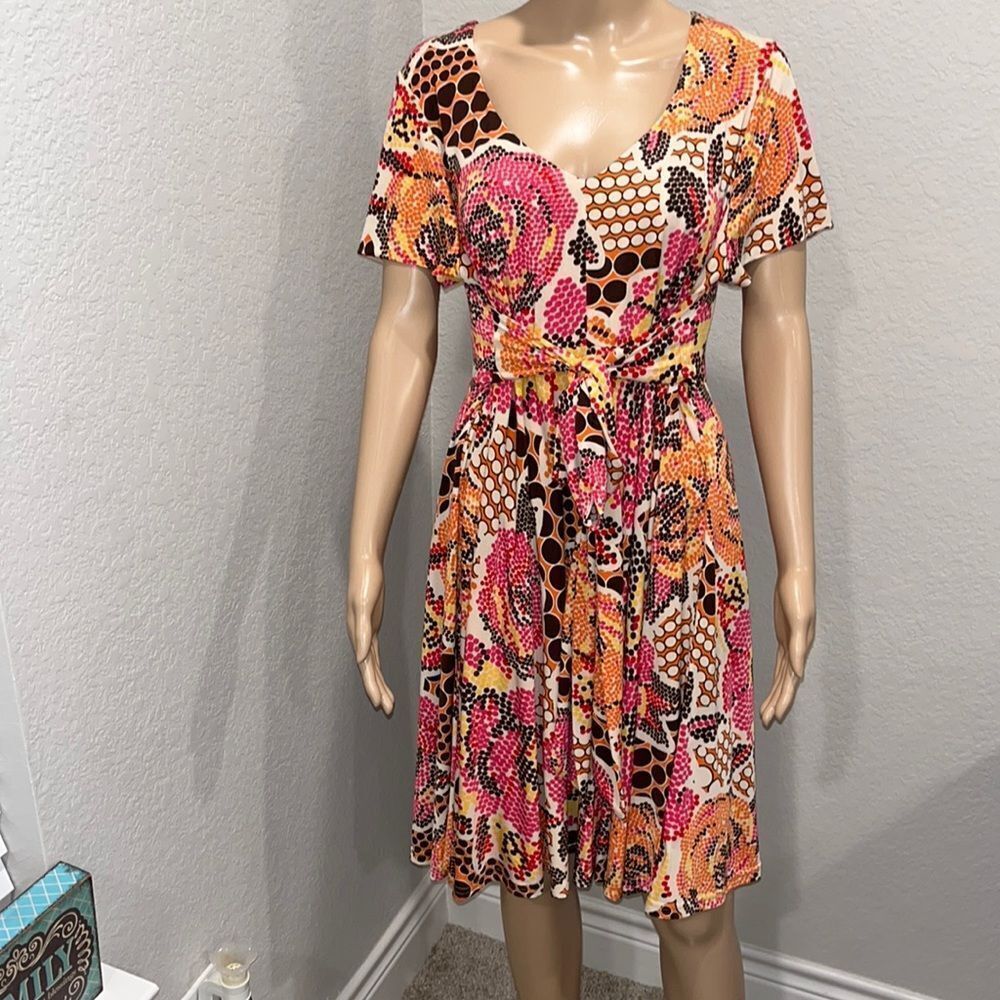 Anthropologie Multicolor Floral & Dot Print Wrap Dress